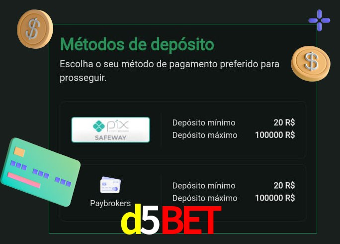 O cassino d5bet oferece uma grande variedade de métodos de pagamento